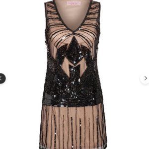 Black Nude Plus Size Flapper Dress